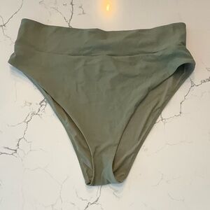 Aerie Olive High Rise Hi Cut Cheeky Bikini Bottom